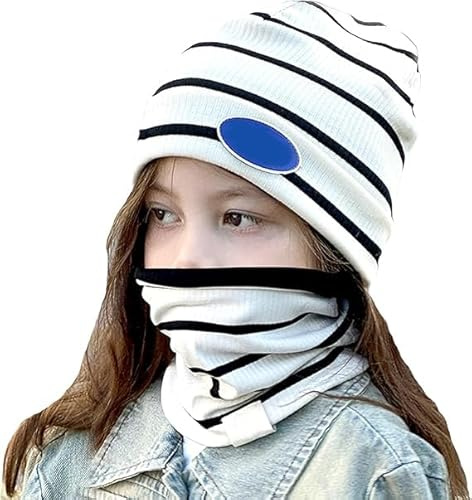 Richaa Herbst Kinder Mütze & Loop Schal Set Mode Frühling Baumwolle Beanie Halstuch Mädchen Jungen