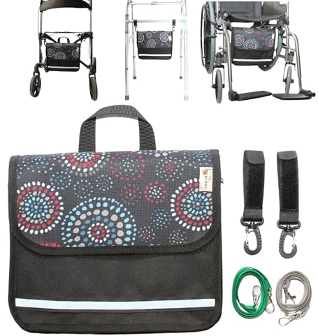 SENIORI multifunktionale Tasche für Rollstühle UNTER DEM SITZ Rollstuhltasche Passt für Rollstühle, Rollatoren, Gehhilfen und Krankenbetten. (1U - Kreise)