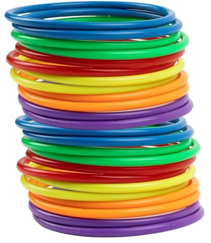 WOFEU 24pz Anillo de plástico para Juego de Lanzamiento de Anillos,Throwing Rings Toss Hoops for Kids, Juegos de práctica de Velocidad y Agilidad, Fiesta, Carnaval, Jardín, Jjuegos al Aire Libre-12cm