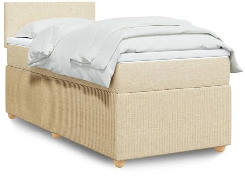 qohoio Boxspringbett mit Matratze Betten Mit Matratze Schlafzimmer Bett Boxspringbett Mit Matratze Creme 90x200 cm Stoff - 3289637