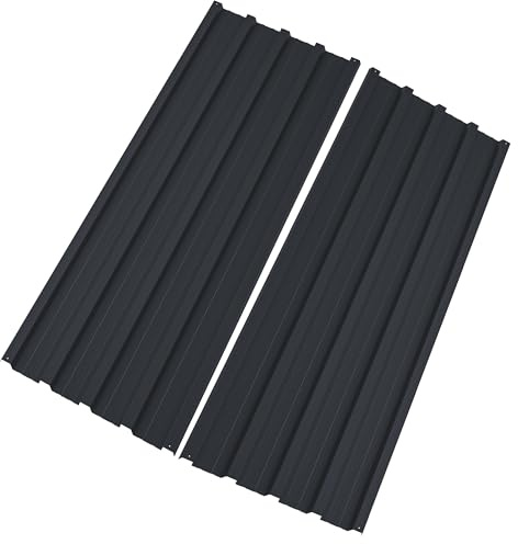 Corrugated Roofing Panels Galvanized Steel Roof Panels, L73.2×W16.77 Inch Heavy Duty Metal Roof Panels, Roof Protector for Garages, Sheds, Stables and Mobile Homes, Black, 15PCS