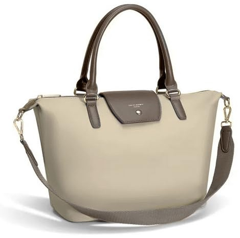 David Jones - Borsa tote shopper da donna in nylon impermeabile, borsa a mano, borsa a tracolla, borsa per la spesa, grande capacità, borsa a tracolla, casual, lavoro, viaggio, Beige, Einheitsgröße