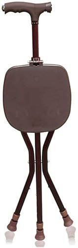 Stick de Marche avec siège Pliant Un siège de Canne à Trois Pattes, bâton de Marche léger Hauteur réglable avec siège et béquille légère à LED pour Cadeau âgé