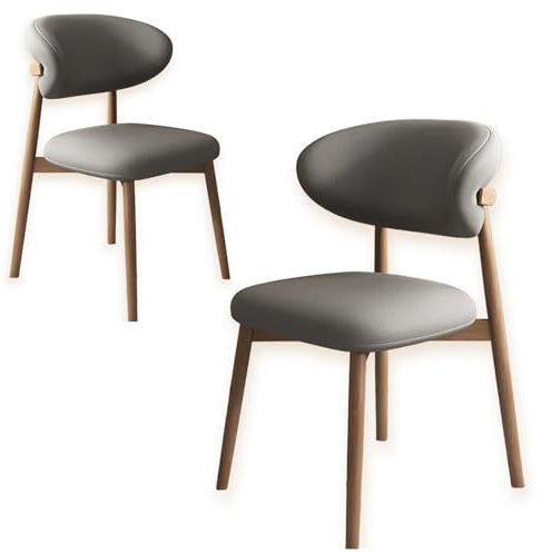 Lot de 2 chaises de salle à manger modernes – Design ergonomique doux avec pieds en bois, revêtement élégant gris foncé, parfaites pour la cuisine, la salle à manger ou le restaurant, finition noyer