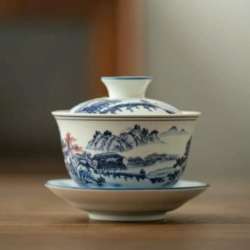 MEIFULLE Bleu et Blanc Sancai Gaiwan Porcelaine Kungfu thé soupière Pu'er Infuder Tasse à thé Cuisine thé Accessoires pour Boire