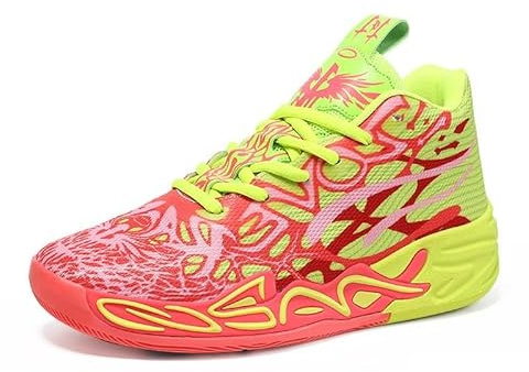 Solastride Scarpe da Basket Alte da Uomo con Mesh Traspirante, Antiscivolo, Scarpe Sportive for Il Tempo Libero alla Moda(Red Yellow,38 EU)