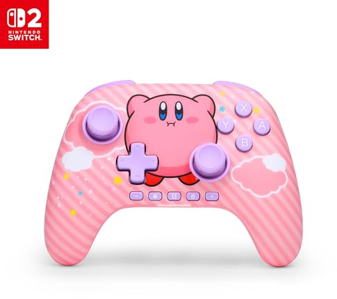 PowerA Manette sans fil Advantage pour Nintendo Switch 2 - Kirby PuffSous licence officielle, Effet Hall, Boutons programmables, Manette Pro, Bouton C, Commandes à détection de mouvement