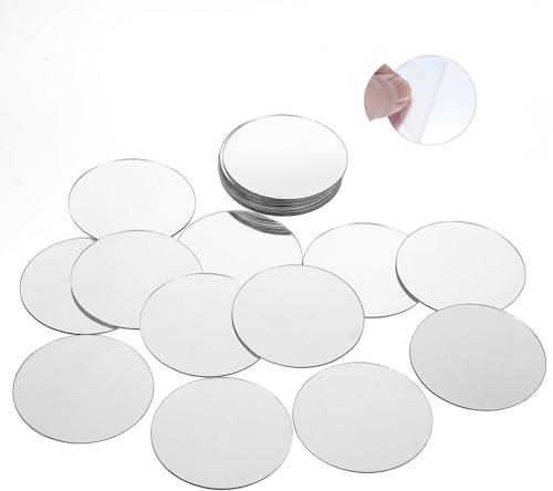 50 Stück Selbstklebend Runderspiegel Acryl Mini Rund Kleine Spiegelfliesen Kunststoff Spiegel Klein Rund-Spiegel Flexibler Spiegelfliesen Selbstklebend DIY Wandspiegel Dekospiegel für Zuhause