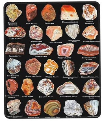 Alfombrilla De Ratón Conocimiento sobre Ágatas Tabla De Ágatas del Lago Superior Guía Mineralógica Conocimiento del Hogar 25X30Cm Antideslizante Alfombrilla Pequeña Mouse Pad para Computadora