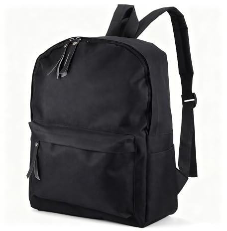 Hahorpa Black Backpack Unisex, Waterproof School Bag for Teenager, Lightweight College Bag for Women & Men, Large Capacity Black Rucksack School for Travelling Commuting