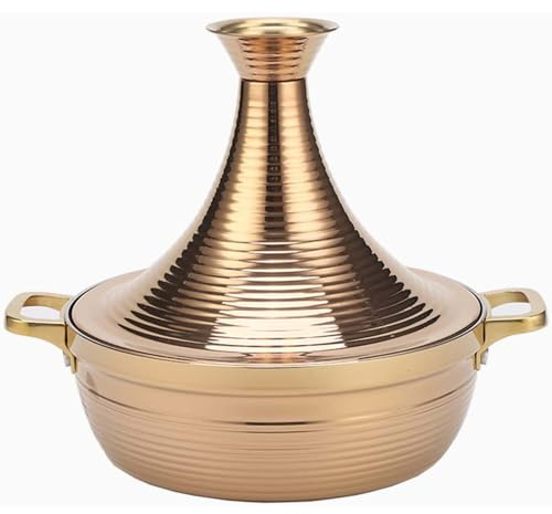 Pentola per tajine marocchina fatta a mano con coperchio a forma di cono, in acciaio inox, antiaderente, per cucinare in modo autentico