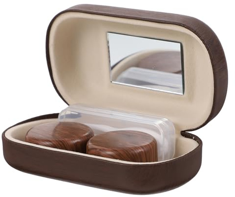 GAROZATION Portable Contacts Lens Box Eyes Lens Container with Good Sealing Performance Lightweight Plastic and Leather Lining Material Leak-Proof Design with Clip and Suction Stick