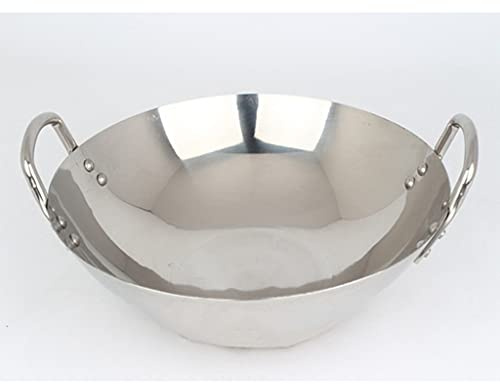Icke-rostfritt stål wok, non-stick, snabb värmeledning, perfekt för kinesisk matlagning och kök, mångsidigt köksredskap