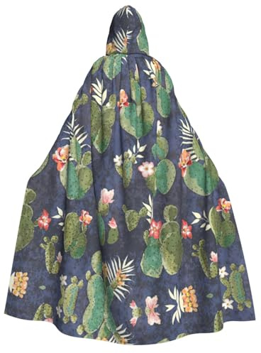 RRhgipp akvarell kaktus vuxen huva cape unisex lång huva kappa vampyr cape häxa maskeraddräkt gåva 150 cm