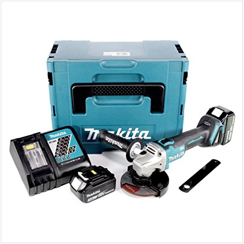 Makita DGA 506 RFJ Akku Winkelschleifer 18 V 125 mm Brushless + 2x Akku 3,0 Ah + Ladegerät + Makpac