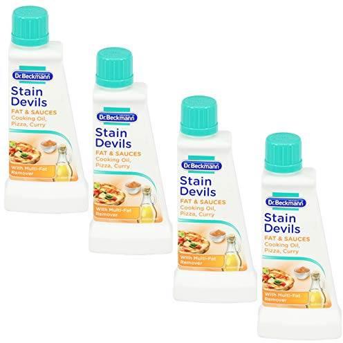 Dr Beckmann Stain Devils Fat & Sauces Cooking Oil, Pizza & Curry Stain Remover (4 x 50ml)