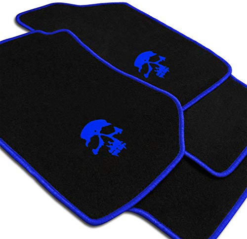 Autoteppich Stylers Schaedel_10922 Fein-Velours Autoteppiche Schädel Druck- und Randfarbe Royalblau - Fahrzeugtyp in der Artikelbeschreibung beachten!