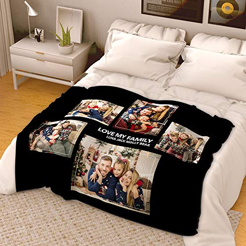 VEELU Fotodecke mit Eigenem Foto Name Super Weich - Decke Selbst Gestalten Bedrucken Lassen Kuscheldecke Personalisierte Geschenk für Freunde Familie Geburtstag Weihnachten 152 x 203cm