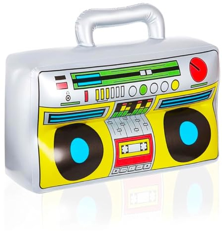 TK Gruppe Timo Klingler Radiocasete hinchable 10x estilo retro, accesorios para disfraz de carnaval de los años 80 y 90 (10x)