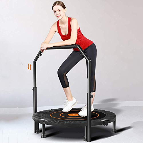 MU Trampolín de Fitness para Adultos Plegable 100Cm de Altura Ajustable Trampolín de Salto de Peso hasta 150 Kg de Interior Al Aire Libre