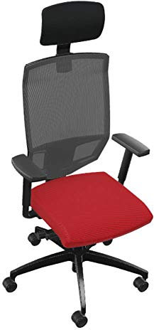 Dauphin Adjust Magic S ergonomischer Bürostuhl mit Netzrücken, fürs Home Office (rot, Mit Nackenstütze)