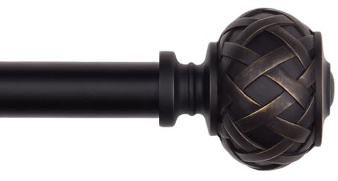 SZXIMU Gardinenstange Schwarz Ausziehbar 91-182 cm Vorhangstange mit Rundem Endstück mit Netzstruktur 36-72 für Fester,Küche,Wohnzimmer