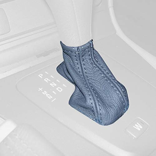 RedlineGoods Schaltsack Manschette Auto kompatibel mit Volvo V70 2001-07. Maßgeschneidert - Nicht universell. Echtes Top Qualitat Italienisches Alcantara. Schwarz mit Blauem Faden