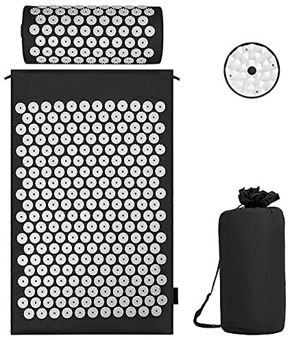 Akupressur Set Akupressurmatte mit Kissen für eine Wohltuende Entspannung und Massage, zur Erleichterung der Rückenschmerzen Kopf-Nackenschmerzen, Stimuliert Energiepunkte im Körper und Wirkt Anregend