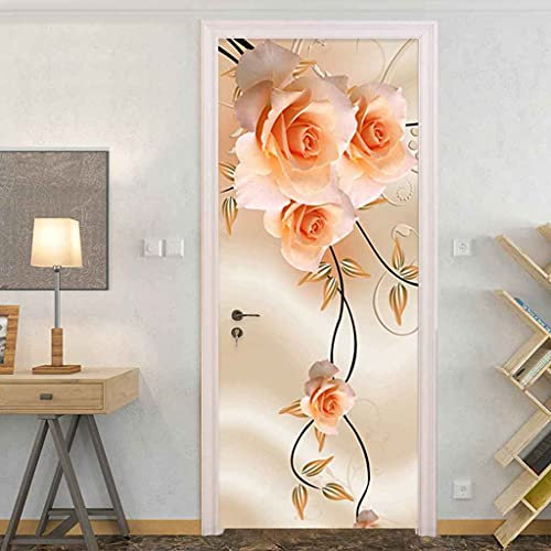 JFEDMN Türaufkleber Kinderzimmer Türtapete Türbilder Türposter Selbstklebend 3D Rose 90X210Cm Wasserdicht Abnehmbare Wandbilder Für Schlafzimmer Wc Büro Dekoration