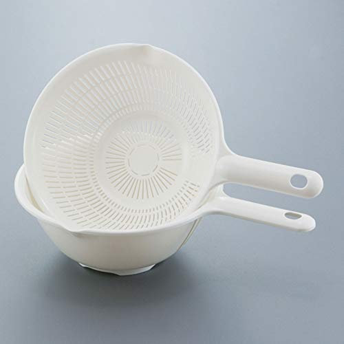 luckxuan Scolapasta Plastica Collapasta con Manico Cucina Doppio Strato Scarico di Verdure Pestalino 2 pz Set di Insalata Misto Pasta Lavaggio Frutta Veggie Canestro di stoccaggio (Color : White)