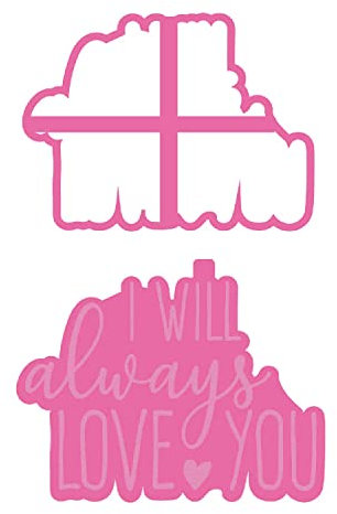 LissieLou I Will Always Love You Cookie Cutter and Stamp Valentine's Day Icing Stamp Fondant Embosser - Pink