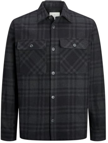JACK & JONES Jprraymond Melange Check Overshirt Ls Sn skjortjacka, Svart skönhet/passform: bekväm passform, S