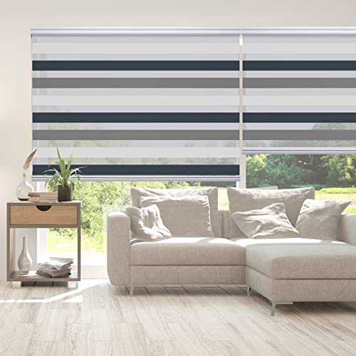 Estores Noche y Día Premium Alta Gama Fácil instalación 60x250 cm Tricolor | Estor con galería redonda y cadeneta en aluminio de Máxima Calidad para ventanas. El ancho de la tela mide 58 cm StoresDeco