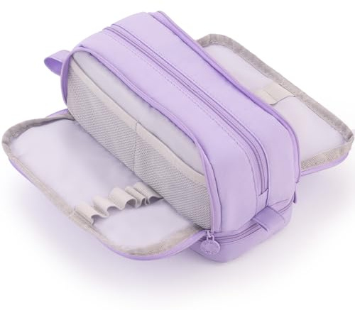 CICIMELON Large Capacity Pen Pencil Case with 4 Compartments, Multi-Slot Pencil Pouch Bag Aesthetic School Supplies Organizer for Teen Girls, Women, Adults (Purple)