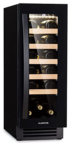 Klarstein Weinkühlschrank Vinovilla,1 Zone Getränkekühlschrank mit Glastür, Leiser Kühlschrank, Flaschenkühlschrank Klein, Weinschrank für Getränke, Weinkühler 5-20°C, Wine Fridge 50 L, 20 Flaschen