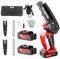 OLYSPM 21V 6-in Mini Motosega Elettrica con 2 Batterie 2 Catene e Guanti Protettivi,Adatta per Taglio Legno Alberi e Rami Potatura