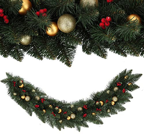 KADAX Ghirlanda decorativa in pino, lunghezza 112 cm, ghirlanda natalizia artificiale in pellicola di PVC, decorazione per camino, decorazione natalizia (Vixen)