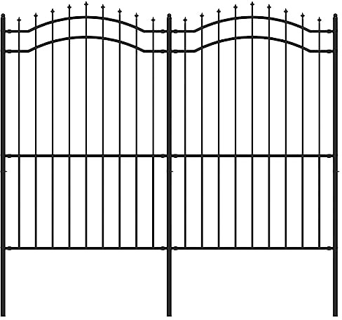 vidaXL Valla de Jardín Panel de Valla Borde al Aire Libre Cercado para Huertos Valla Decorativa con Punta de Lanza Acero Recubierto Negro 222cm