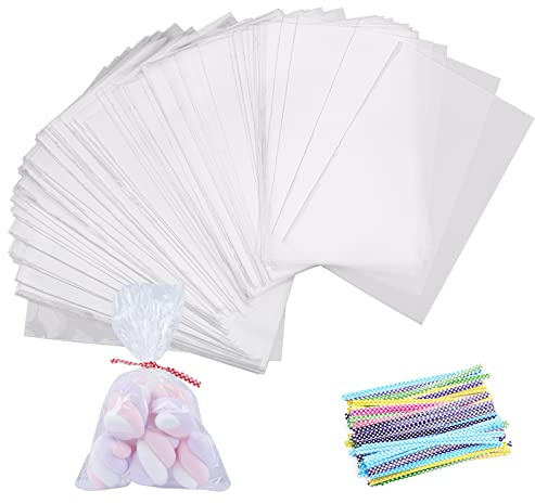 100 Stück Cellophantüten, 6x9cm Durchsichtig Süßigkeiten Geschenkbeutel