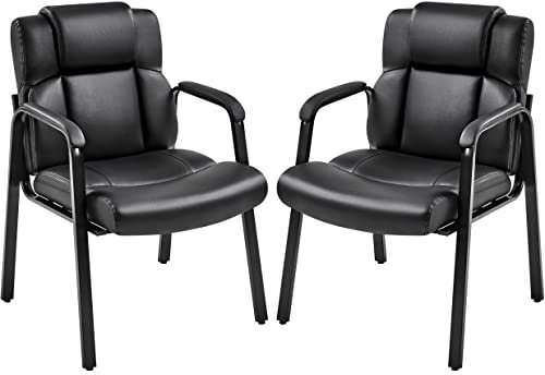 Yaheetech 2er Set Esszimmerstühle Küchenstuhl mit Armlehne Konferenzstuhl Besucherstuhl Stühle Polsterstuhl Kunstleder für Esszimmer Schlafzimmer Wohnzimmer Schwarz