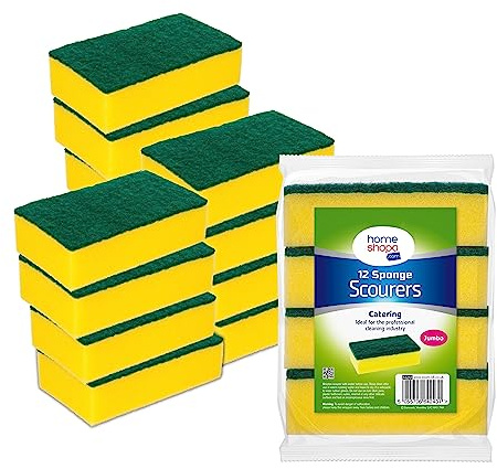 HOMESHOPA Heavy Duty Scrub Sponges, 12 Pack Catering Sponges Scourers, Non-Scratch Washing Up Scrubbing Dual Sided Dishwashing Cleaning Scourer, Reusable Scrub Pads for Kitchen Bathroom Pots Pans