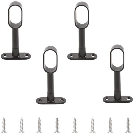 INCREWAY Soporte ovalado para barra de armario, extremos de aleación de zinc negro, soporte de barra hueco ajustable, para dormitorio y baño