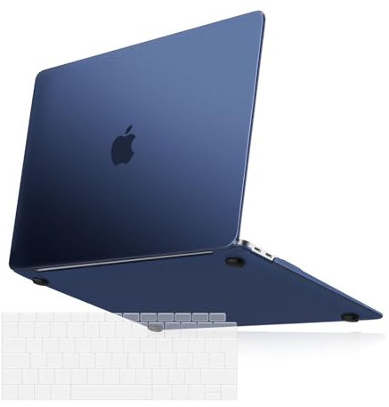 MOSISO Kompatibel mit MacBook Air 13 Zoll Hülle 2021 2020-2018 A2337 M1 A2179 A1932 Touch ID, Ultradünn Natürlich Original Farbe Schützende Hartschale Schutzhülle & Tastaturschutz, Mitternachtsblau