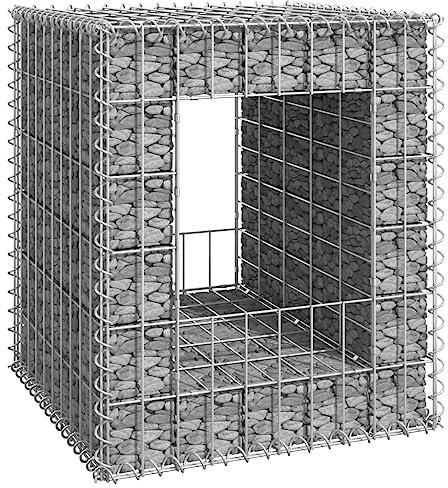 Tino Tech Gabione aus Eisen 50x50x60 cm Silber Steinkorb Gabionen Körbe Gabionen Zaun Gartenmauer Gabione aus Metall Garten Gabione Pflanzenwand Gabionen Gitter