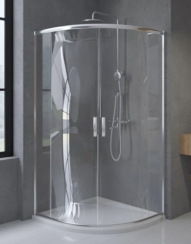 BADLAND Duschkabine Runddusche Halbrund 80x80 190 cm HELA Eckdusche Duschabtrennung Transparent Glas 6 mm