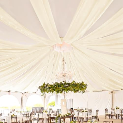 Ivory Wedding Ceiling Drapes 6 Panels 5ftx30ft Wedding Arch Draping Fabric Cheesecloth Ceiling Curtain for Party Ceremony Stage Swag Event Decoration