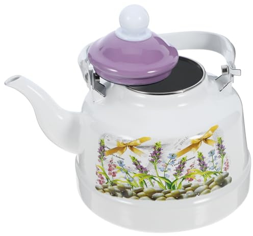 Générique Bouilloire En Émail Vintage 1.7l Théière Pour Cuisinière Design Élégant Chauffant Uniforme Pour Thé En Vrac La Cuisine Décoration