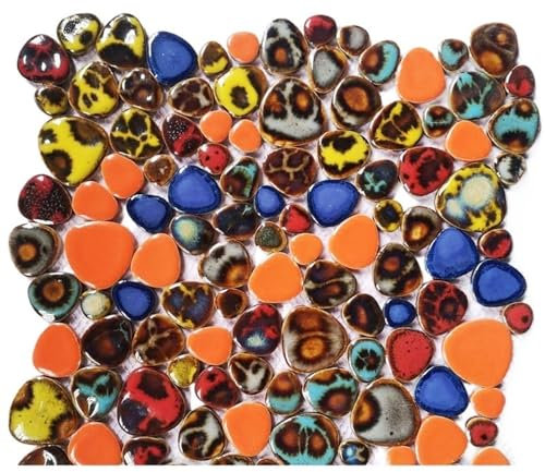 Mosaique Carrelage 100g carreaux de mosaïque en céramique pierres ovales multicolores à la main bricolage Arts mosaïque faisant for Crafs créatif passe-temps maison décoration murale Tesselles Mosaiqu