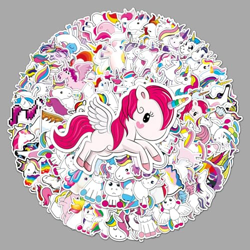 Unicorn Stickers 100Pcs for Water Bottles Laptop Computer Skateboard, Cute Sticker Gift for Kids Teens Waterproof