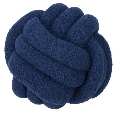 Koomuao JUMUAO Knotenkissen,Lamm Knotenkugelkissen,rundes Plüsch Ball,Kugelförmige Kissen, Handgewebte Knotbugel Samtsofa Kissen, Knotenballkissen für Couch, Bett, Auto, Büro (Blau, 22cm)